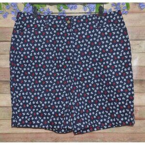 NWT Kim Rogers Nautical Anchor Cotton Bermuda Shorts Size 16 Summer Beach Cruise